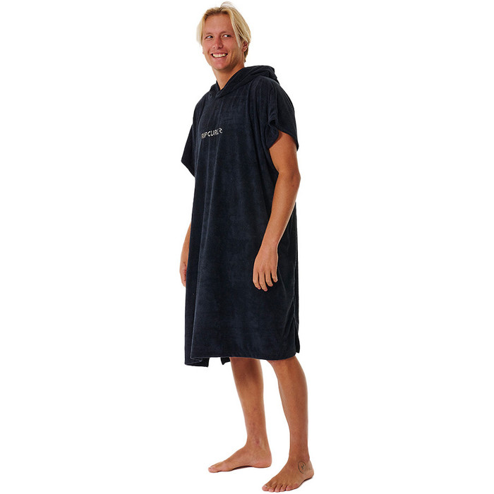 2024 Rip Curl Brand Toalla Con Capucha Cambiador Robe / Poncho 00ZMTO - Black / Gris